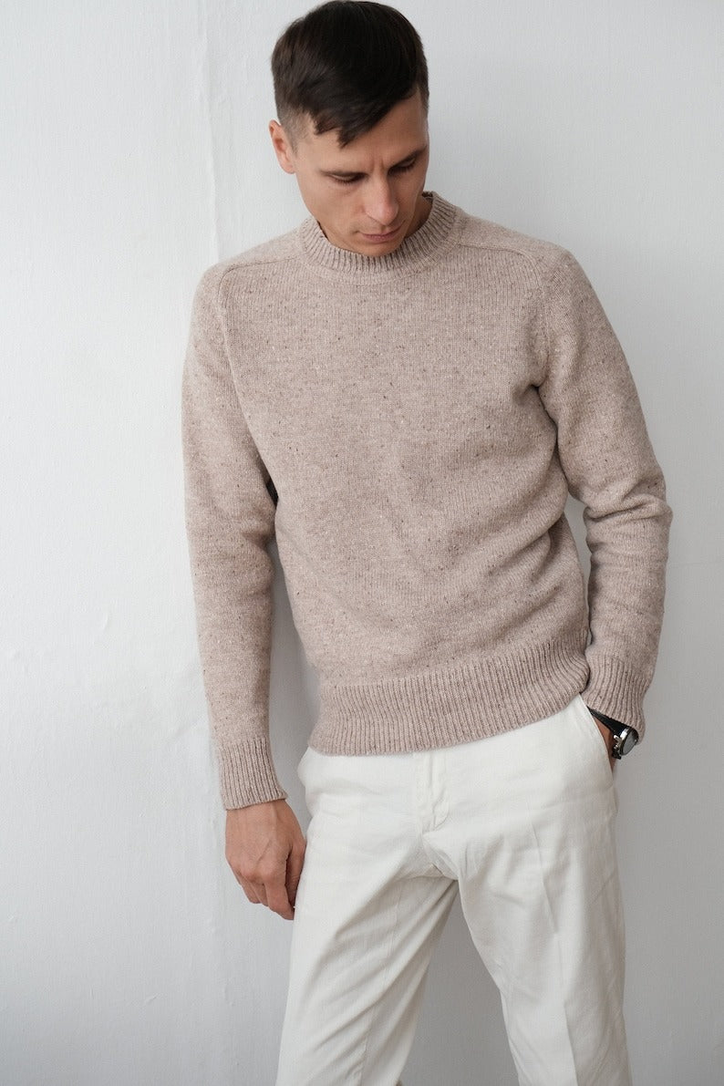 Einfacher Herren Strickpullover Rundhals - IdealeKleiden