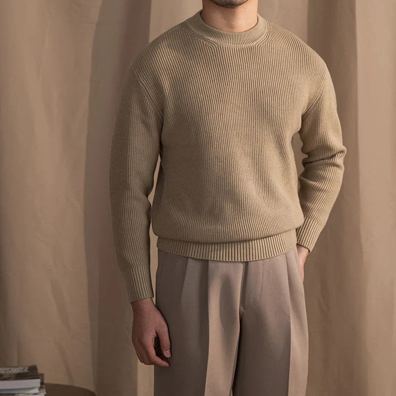 Strickpullover Herren Rundhals Gerippt