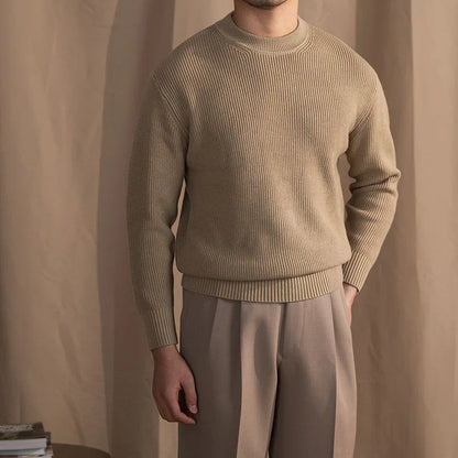 Strickpullover Herren Rundhals Gerippt