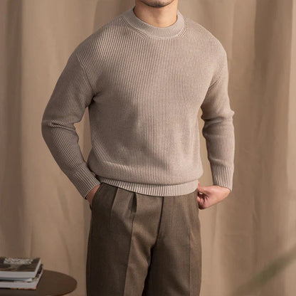 Strickpullover Herren Rundhals Gerippt