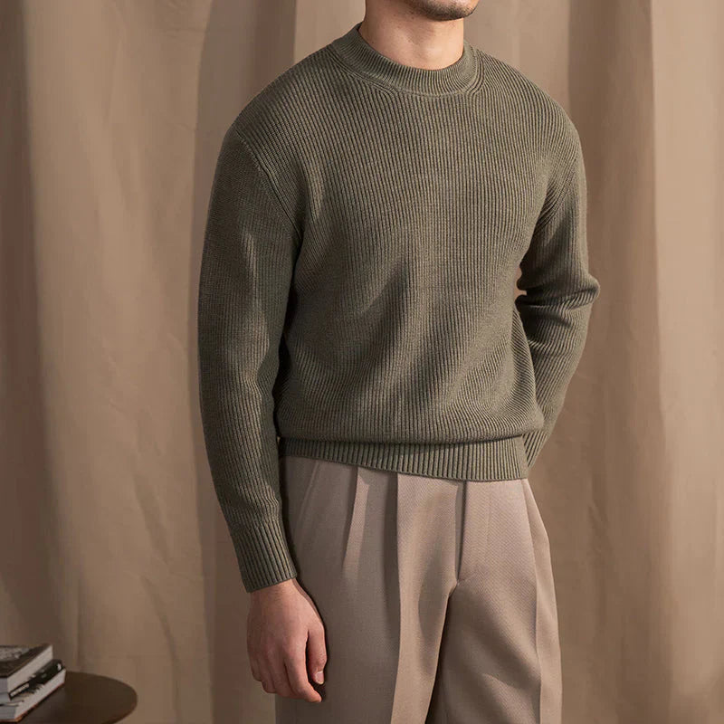 Strickpullover Herren Rundhals Gerippt