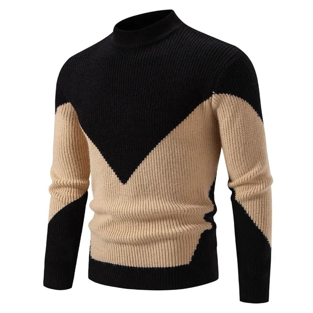 Herren Strickpullover Hochgeschlossen Ribstop