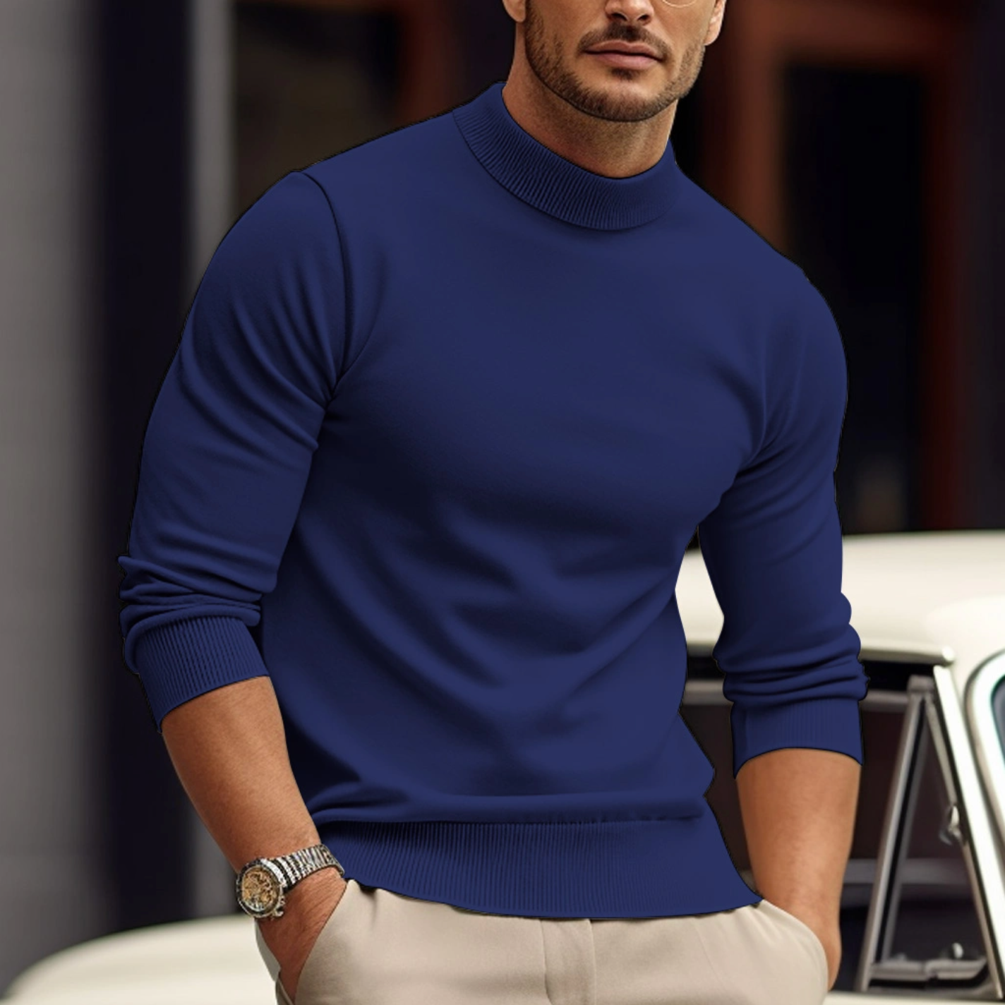 Herren Rollkragenpullover LangarmWarm