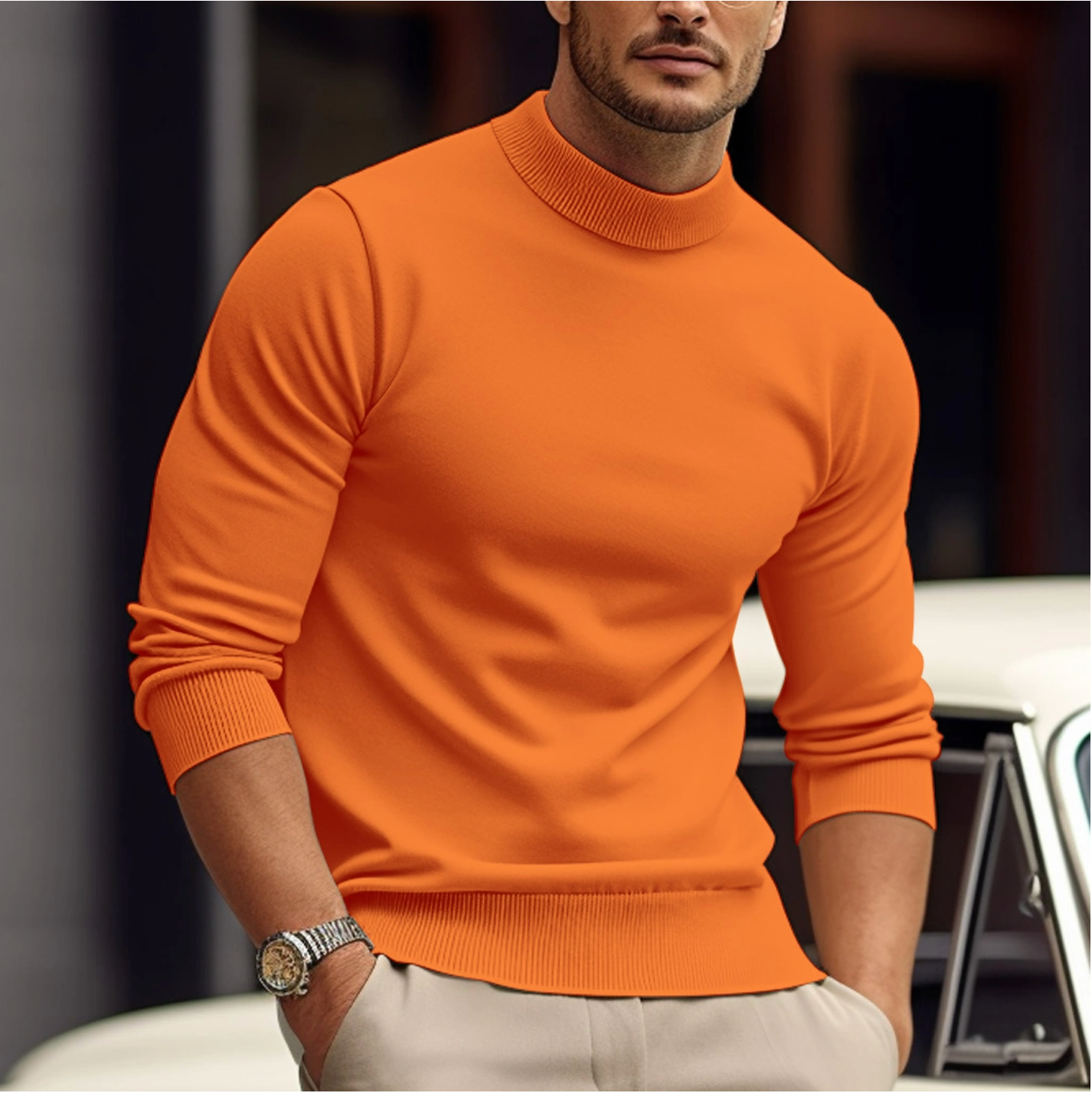 Herren Rollkragenpullover LangarmWarm