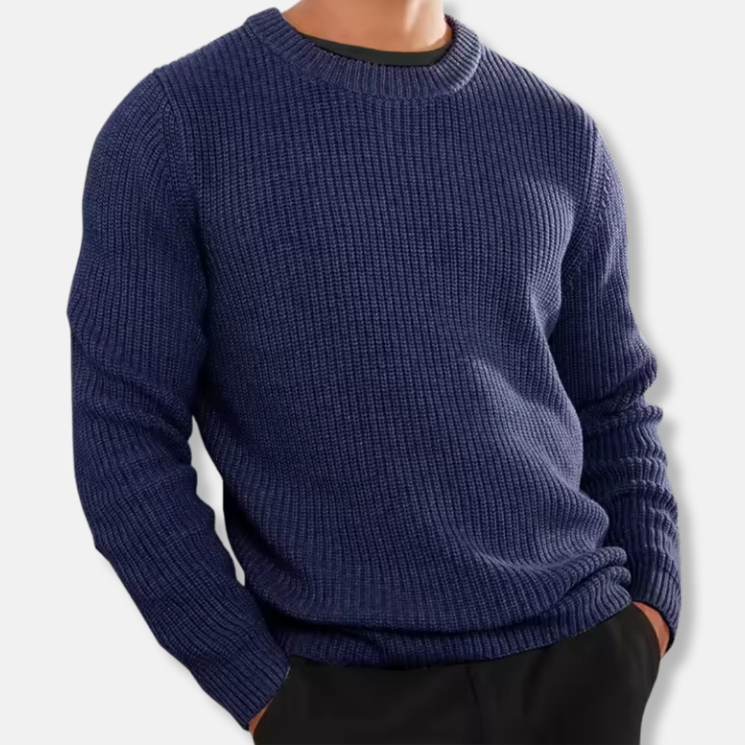 Bequemer Herren Strickpullover Rippoptik