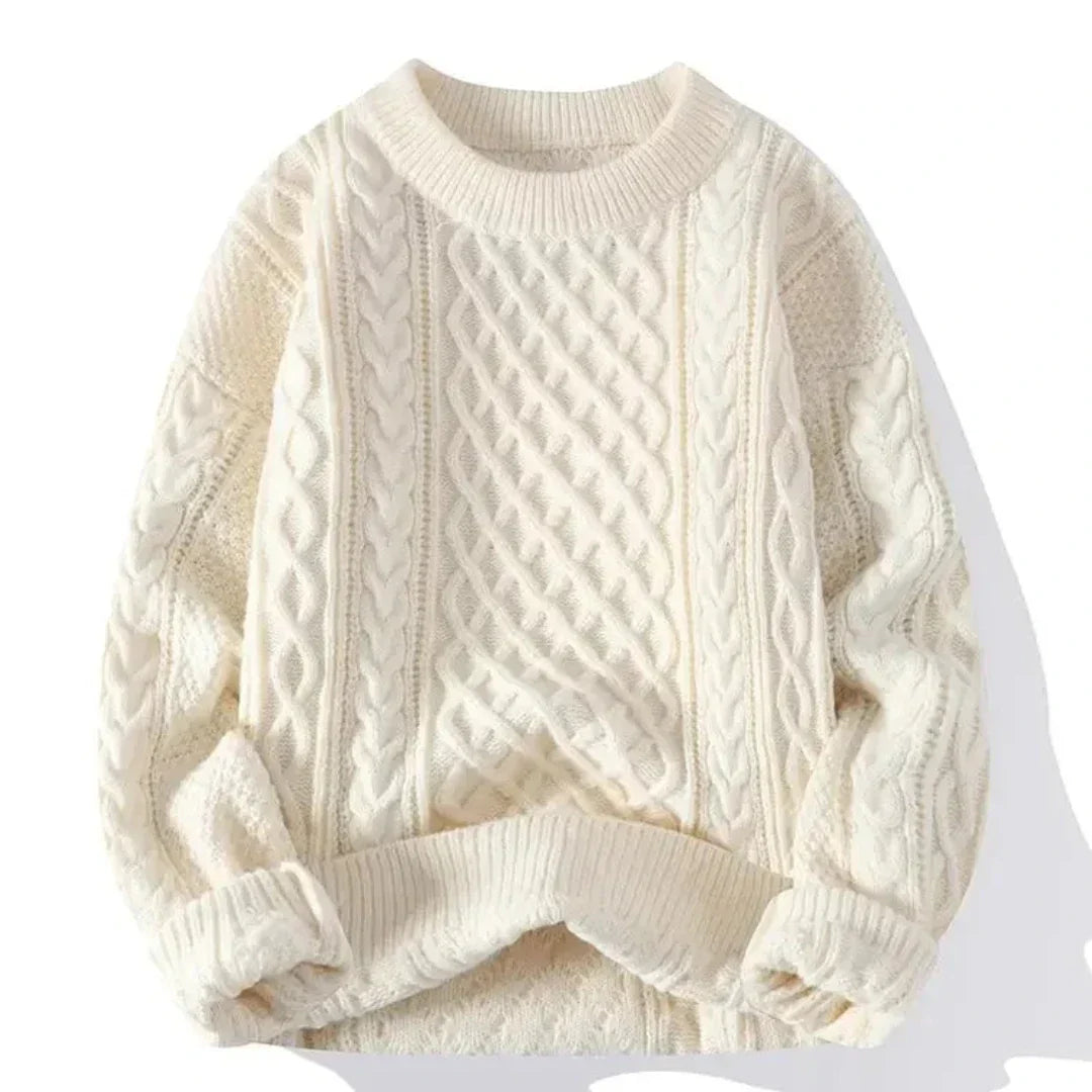 Großer Strickpullover Zopfmuster Herren