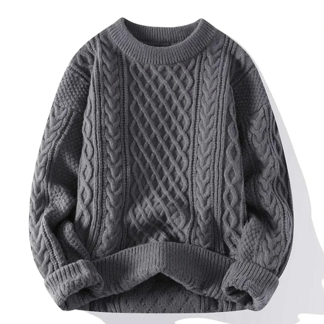 Großer Strickpullover Zopfmuster Herren
