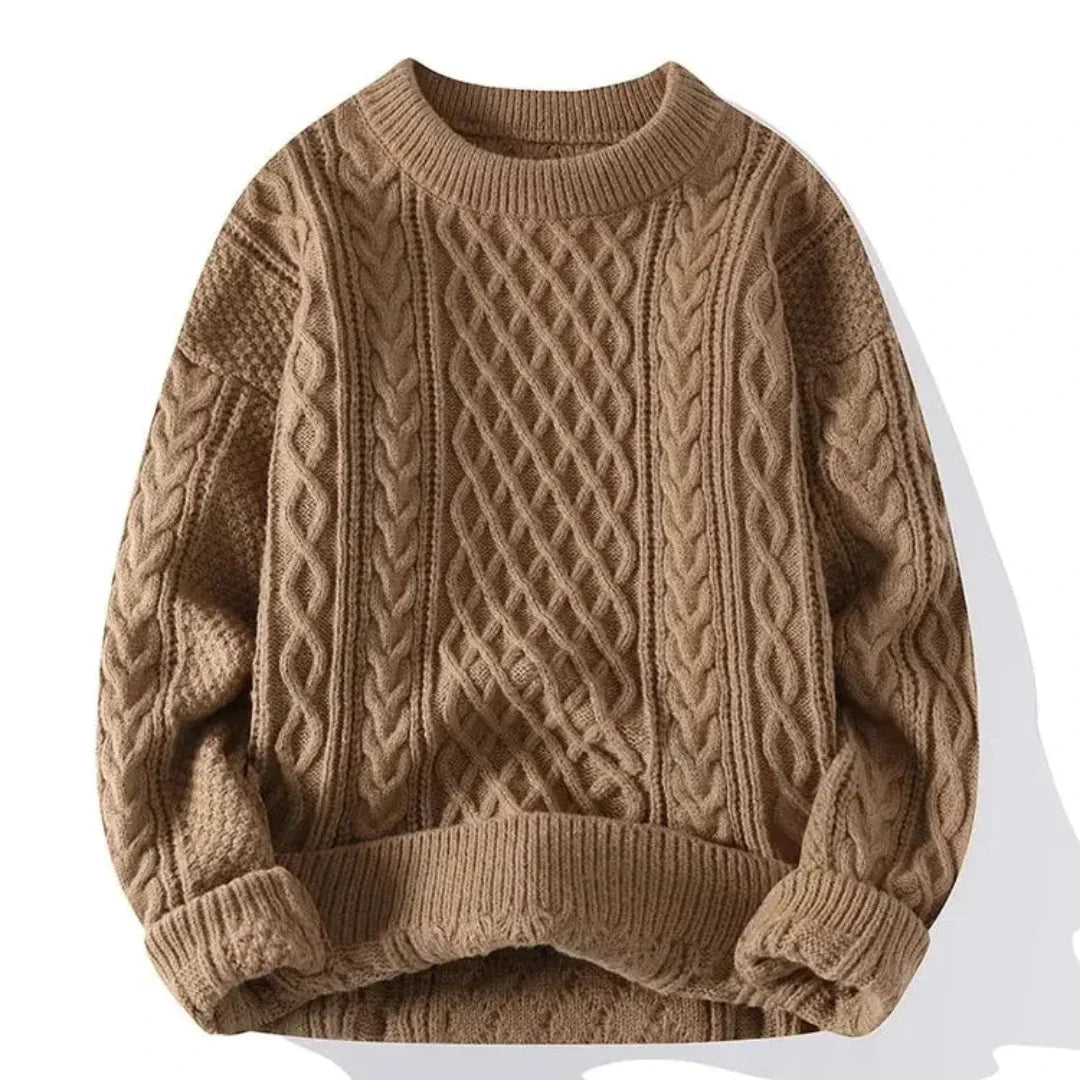 Großer Strickpullover Zopfmuster Herren