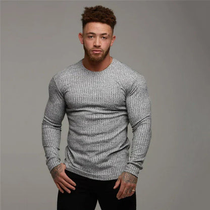 Herren Strickpullover Rippmuster Slim Fit Langarm