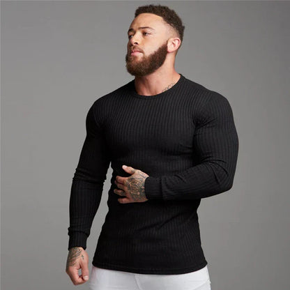 Herren Strickpullover Rippmuster Slim Fit Langarm