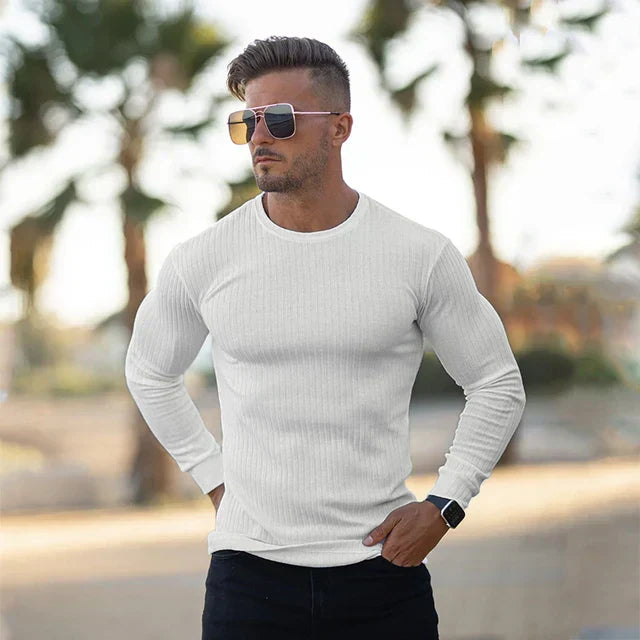 Herren Strickpullover Rippmuster Slim Fit Langarm