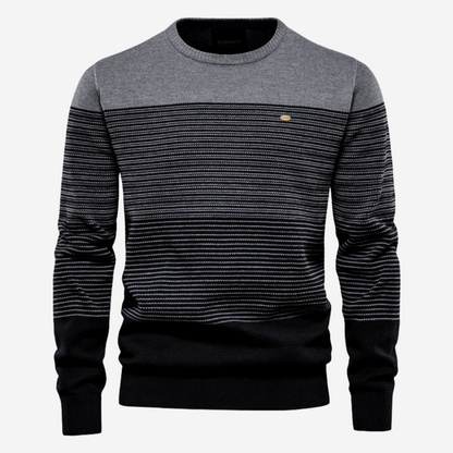 Herren Strickpullover Rundhals Gestreift