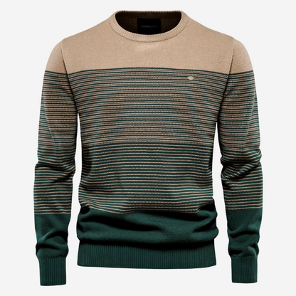 Herren Strickpullover Rundhals Gestreift