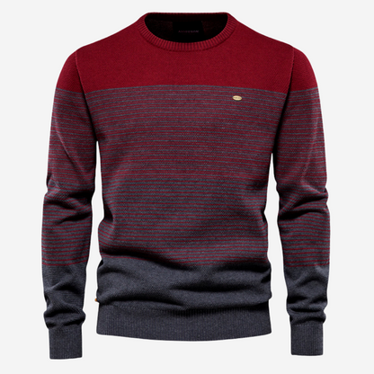 Herren Strickpullover Rundhals Gestreift