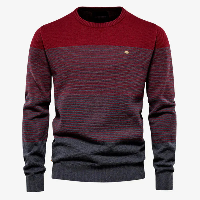 Herren Strickpullover Gestreift Rundhals - IdealeKleiden