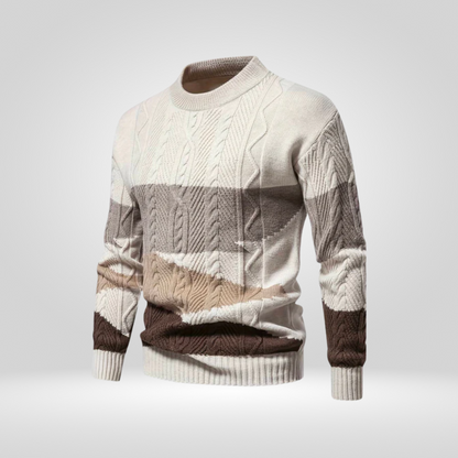 Strickpullover Herren Zopf Muster Rundhals