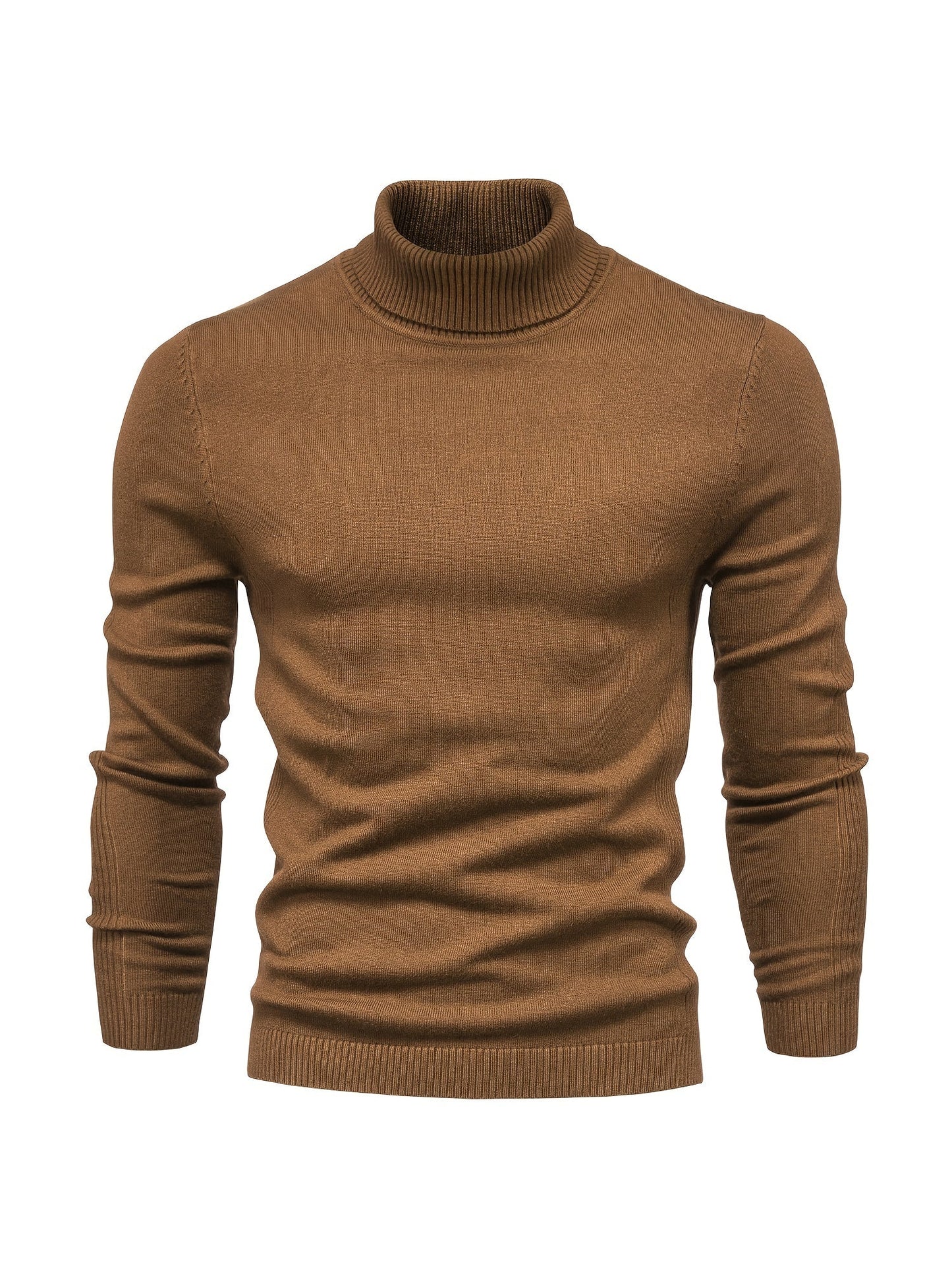 Herren Strickpullover Slim Fit Langarm Rollkragen