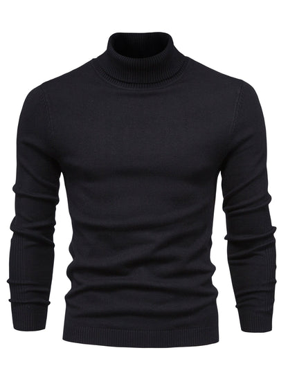 Herren Strickpullover Slim Fit Langarm Rollkragen