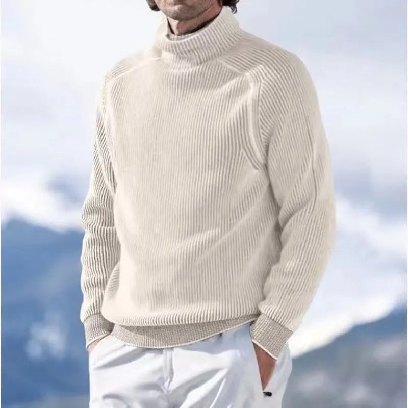 Warmes Herren Strickoberteil Rollkragen Style - IdealeKleiden