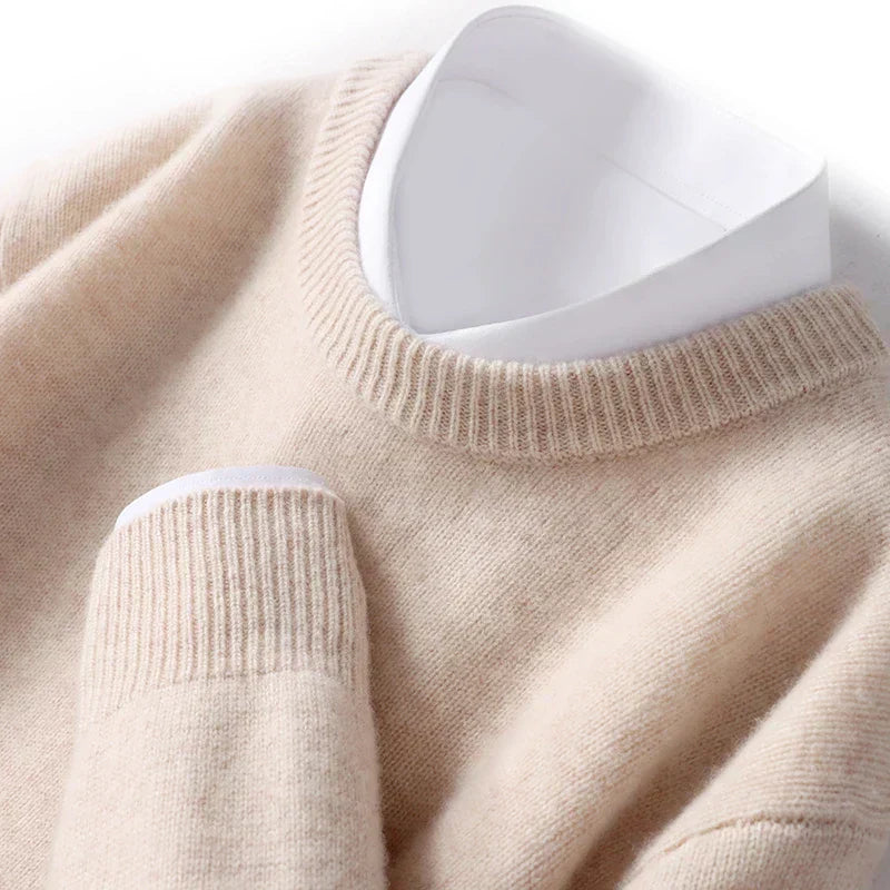 Warmes Herrenstrickoberteil Rundhals Pullover
