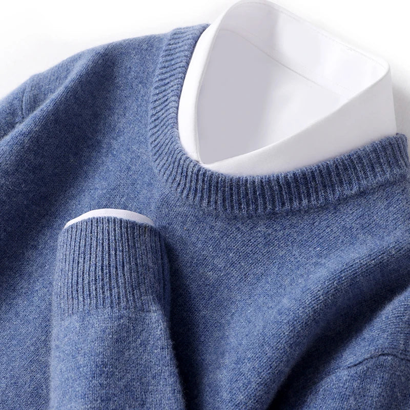 Warmes Herrenstrickoberteil Rundhals Pullover