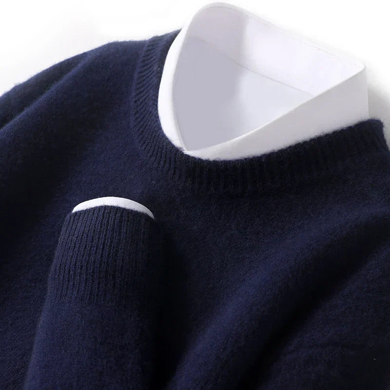 Warmes Herrenstrickoberteil Rundhals Pullover