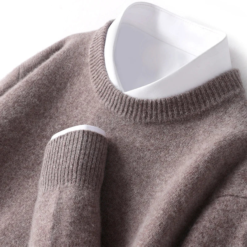 Warmes Herrenstrickoberteil Rundhals Pullover