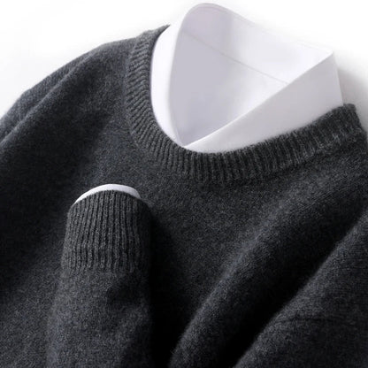 Warmes Herrenstrickoberteil Rundhals Pullover