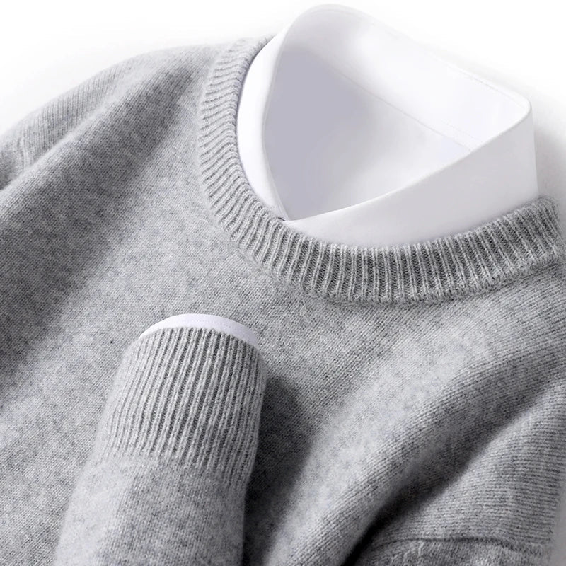 Warmes Herrenstrickoberteil Rundhals Pullover