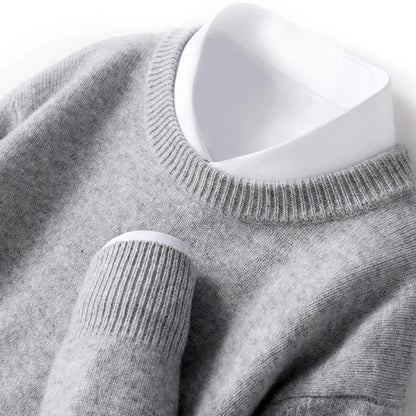 Warmes Herrenstrickoberteil Rundhals Pullover