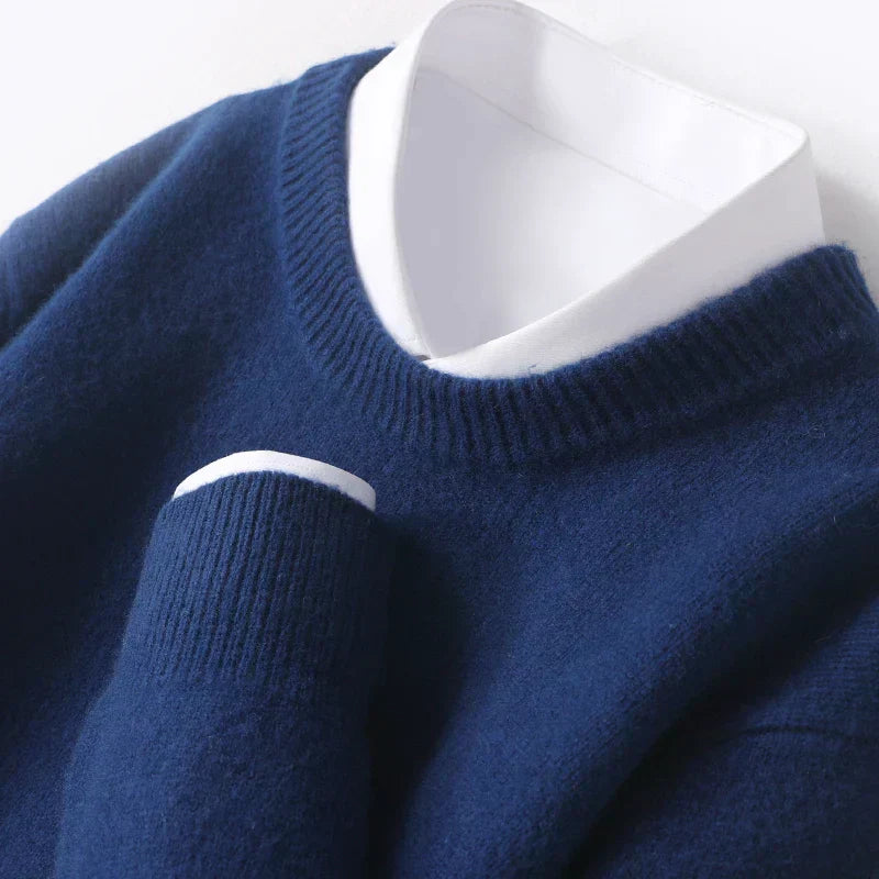 Warmes Herrenstrickoberteil Rundhals Pullover