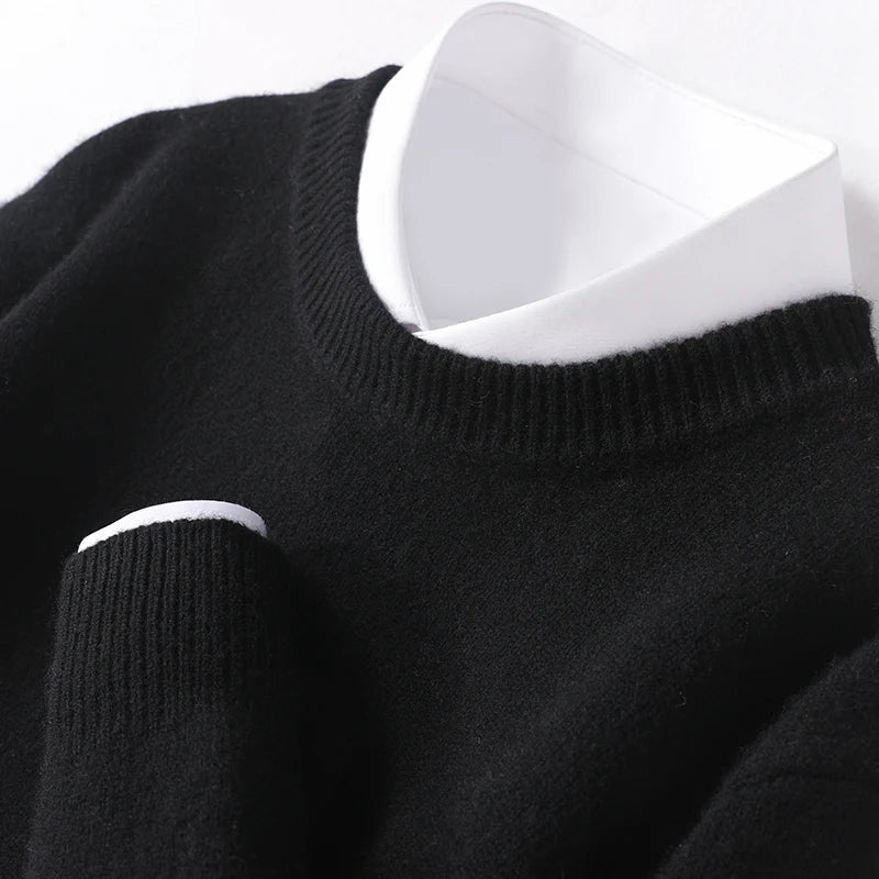 Warmes Herrenstrickoberteil Rundhals Pullover