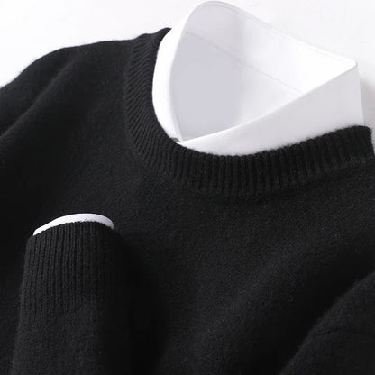 Warmes Herrenstrickoberteil Rundhals Pullover