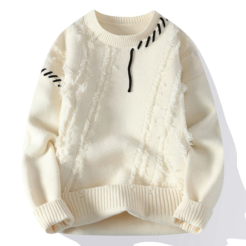 Herren Strickpullover Warm Grobstrick Rundhals