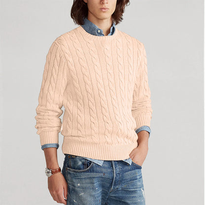 Herren Strickpullover Zopf Muster Rundhals