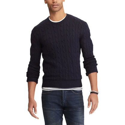 Herren Strickpullover Zopf Muster Rundhals