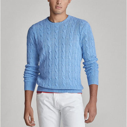 Herren Strickpullover Zopf Muster Rundhals