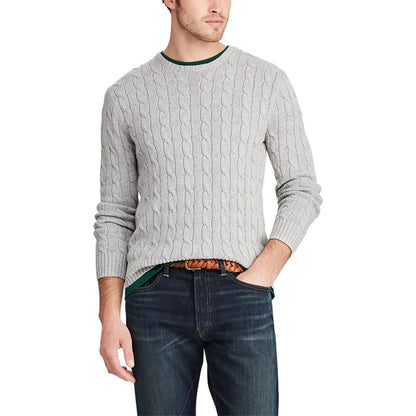 Herren Strickpullover Zopf Muster Rundhals