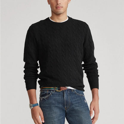 Herren Strickpullover Zopf Muster Rundhals