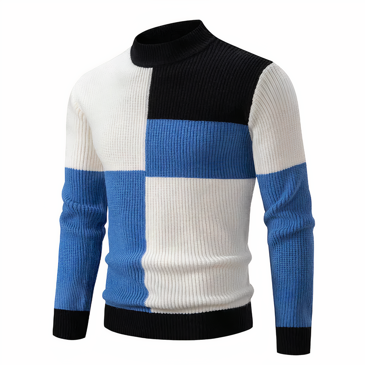 Herren Strickpullover Slim Fit Patchwork Design