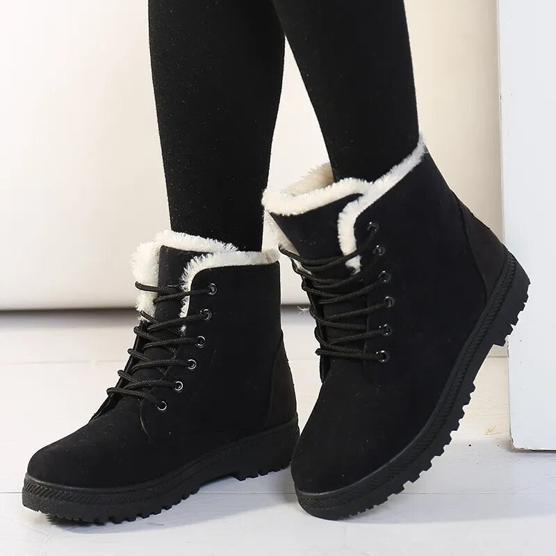 Stylische Damen Stiefeletten Kurz Winterwarm