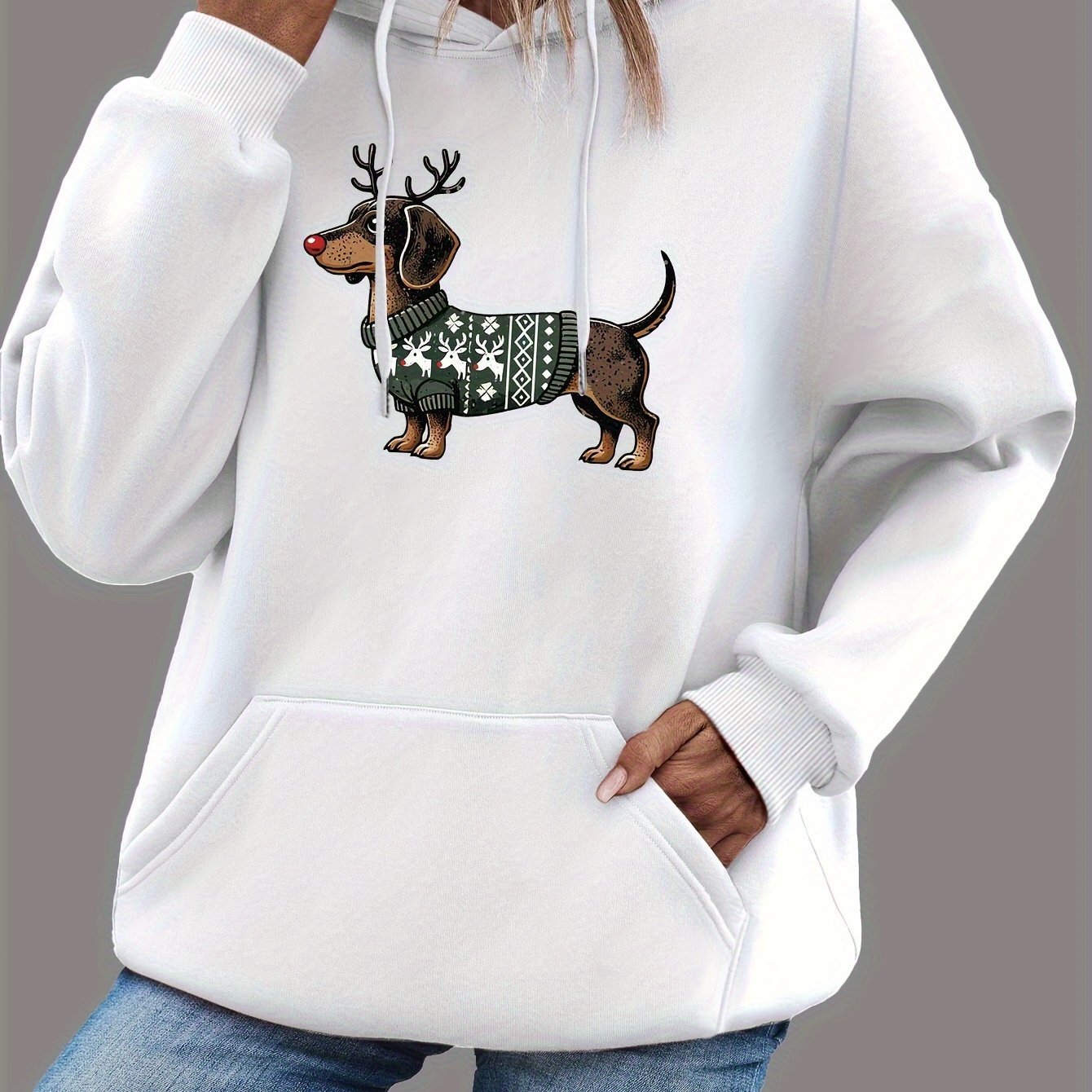 Stylische Damenhoodie Dackel Motiv