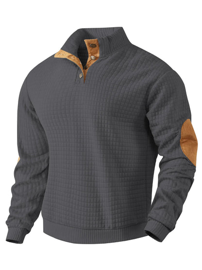 Waffelpullover Herren Warm Ellbogen Pads