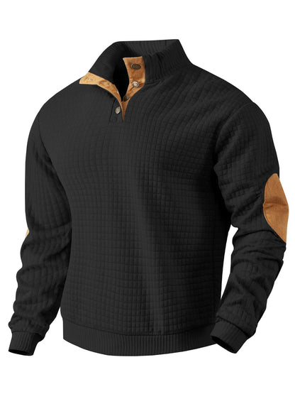 Waffelpullover Herren Warm Ellbogen Pads