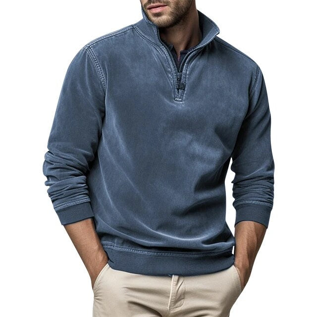 Herren Sweatshirt Lässig Viertelreißverschluss