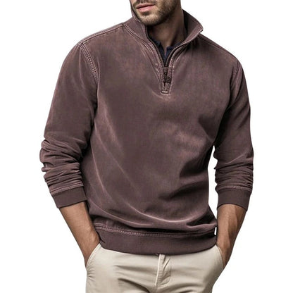 Herren Sweatshirt Lässig Viertelreißverschluss