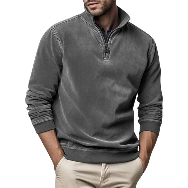 Herren Sweatshirt Lässig Viertelreißverschluss
