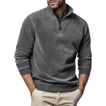Herren Sweatshirt Lässig Viertelreißverschluss