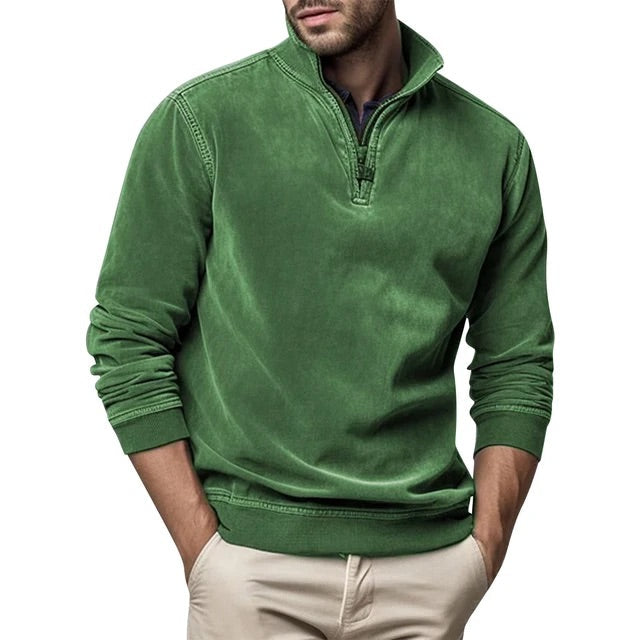 Herren Sweatshirt Lässig Viertelreißverschluss