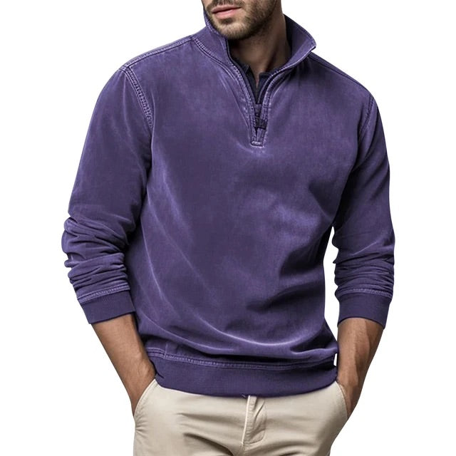 Herren Sweatshirt Lässig Viertelreißverschluss